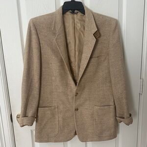 Classic Tan Blazer Carlo ferrini Italian wool with elbow patches